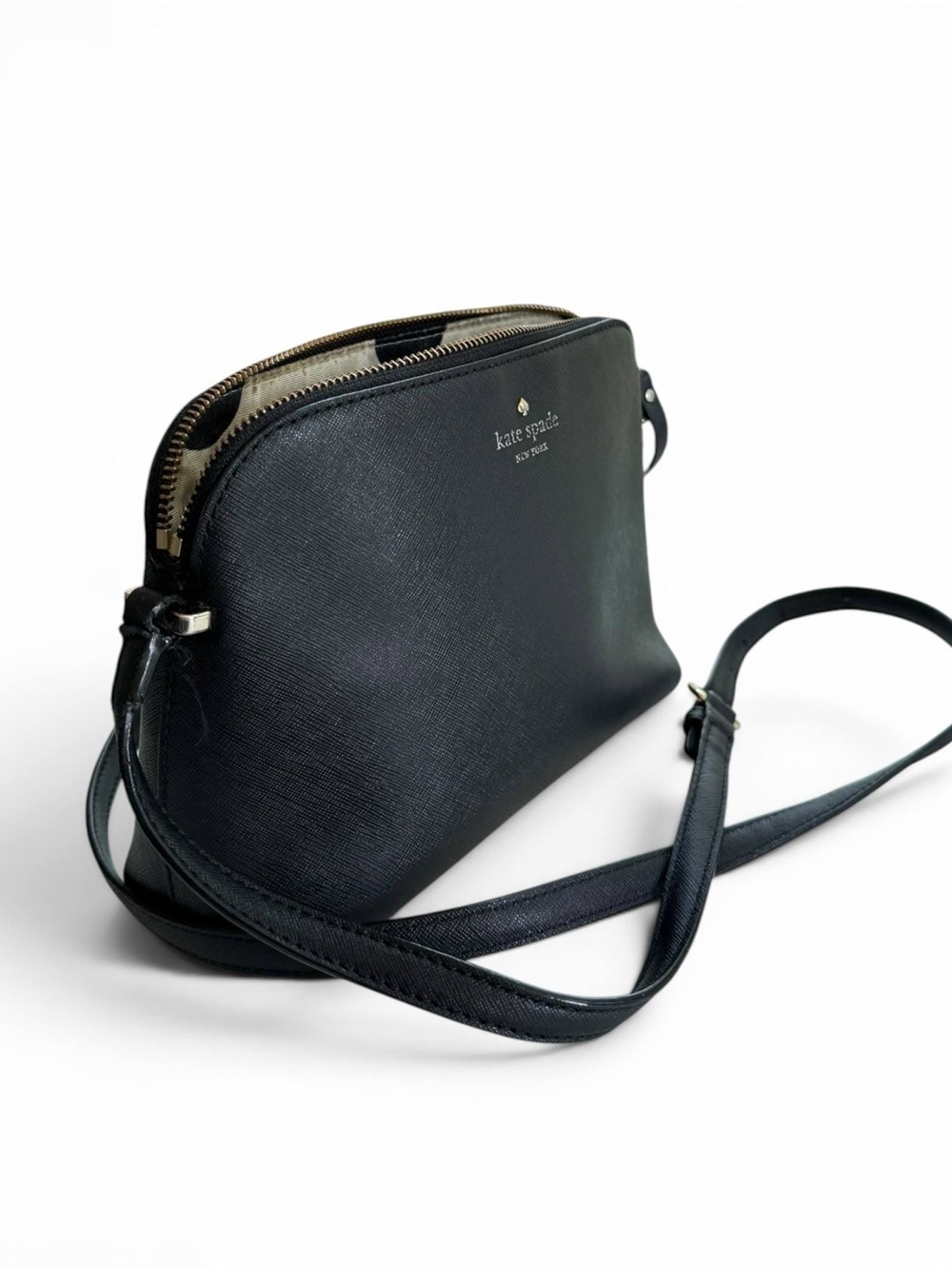 Kate Spade New York Black Textured Crossbody Bag Polka Dot - Picture 8 of 12